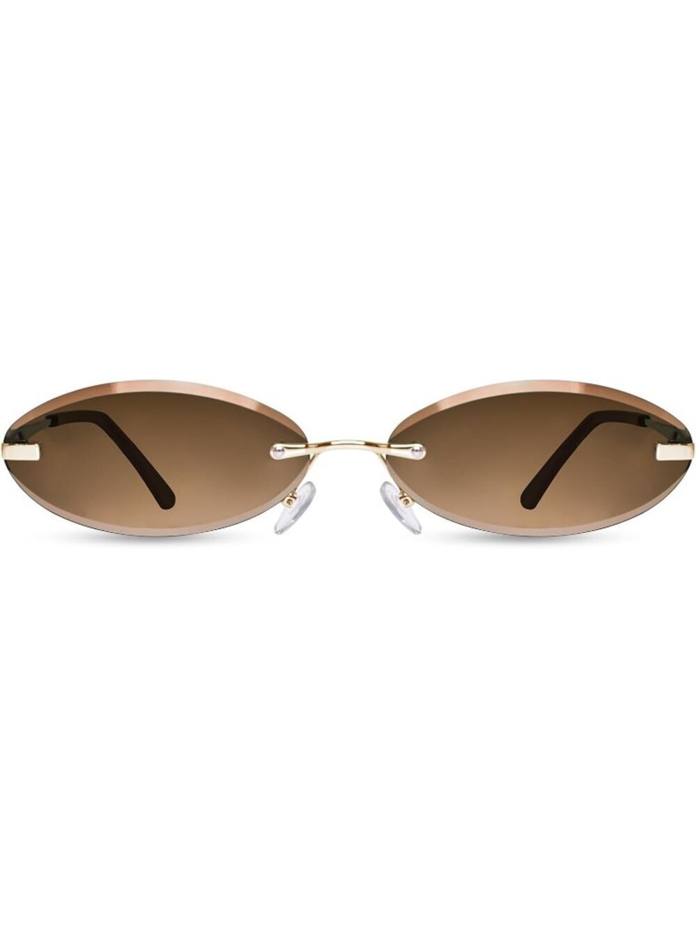 Women UV400 Protection Retro Metal Frame Sun Glasses Narrow Shades Y2K Brown